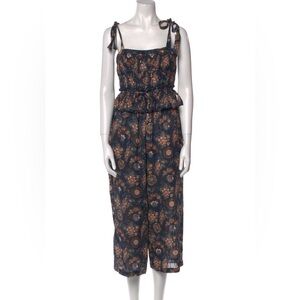 Ulla Johnson Blue and Brown Floral Jumpsuit